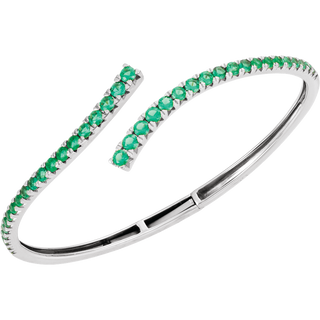 L’Arc Émeraude 14K Yellow Gold Lab-Grown Emerald Graduated Bypass Cuff Bracelet – 7 1/4 in