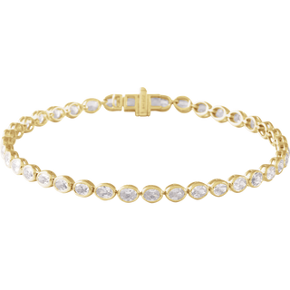 14K Yellow Gold Lab-Grown Diamond Line Bracelet 7"