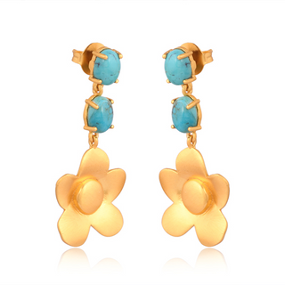 Beachside Bloom Drop Earrings - Turquoise