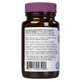 Bluebonnets CellularActive CoQ10 Ubiquinol  50 mg, 30 Vegetarian Softgels
