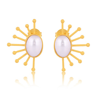 Ray of Sunshine Stud Earrings - Pearl