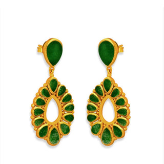 Desert Rain Drop Earrings - Green Strawberry Quartz