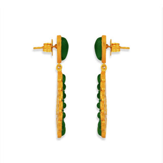 Desert Rain Drop Earrings - Green Strawberry Quartz