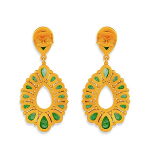 Desert Rain Drop Earrings - Green Strawberry Quartz