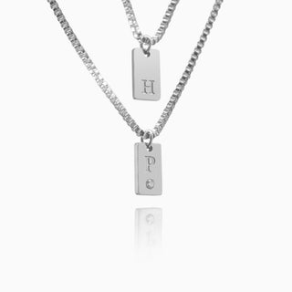 Layered Initial Tag Necklace