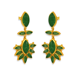 Dreamcatcher Drop Earrings - Green Strawberry Quartz