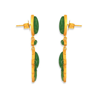 Dreamcatcher Drop Earrings - Green Strawberry Quartz