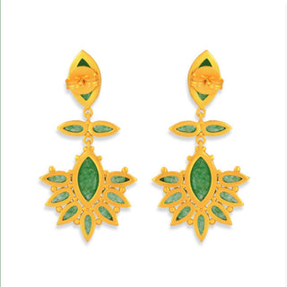 Dreamcatcher Drop Earrings - Green Strawberry Quartz