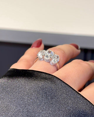 4.0ctw Three Stone Oval Cut Moissanite Engagement Ring
