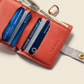 Wallet with Snap and Key Ring - Salmon Pink