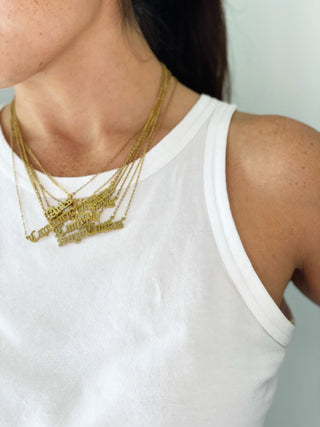 Taurus Zodiac Gold Nameplate Necklace