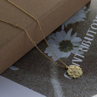 Danielle Floral Pendant Gold Necklace