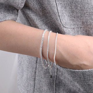 Tennis Bracelet, 18k White Gold Plated Recycled Silver
