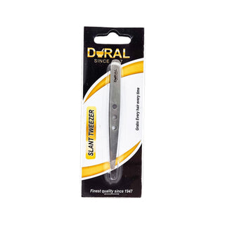 Dural Slant Tweezer Classic Triple Dots Silver