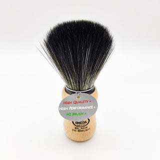 Omega Synthetic Fiber Beard Brush 196228 Beech Wood Handle