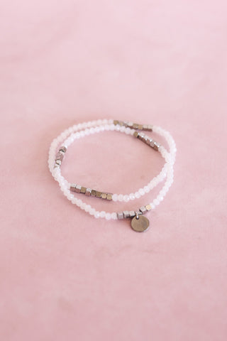 Clara Bracelet Set in White