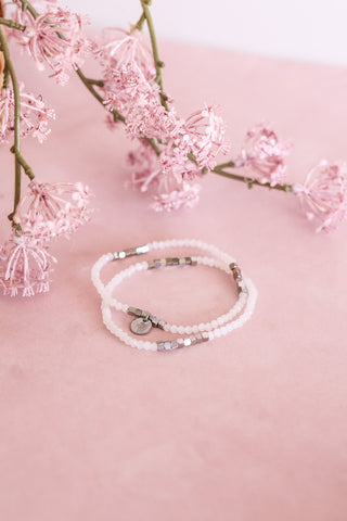 Clara Bracelet Set in White