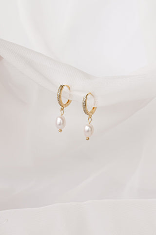 Abbey Pearl Huggie Hoop