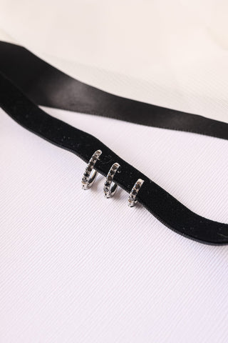 Micro Crystal Hoop in Black