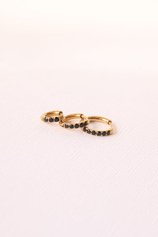 Micro Crystal Hoop in Black