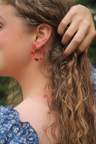 Poppy Hoop in Cherry Red (Gold Filled)
