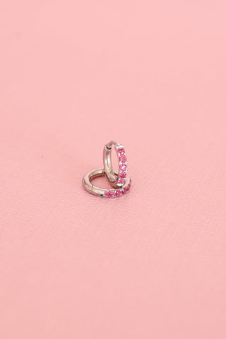 Micro Crystal Hoop in Pink