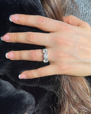 6.0ctw Three Stone Round Cut Moissanite Engagement Ring