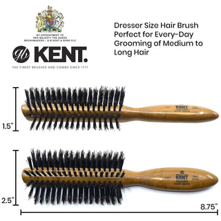 Kent LHS7 Handmade Half Radial Satin Wood Pure Bristle Hair Brush