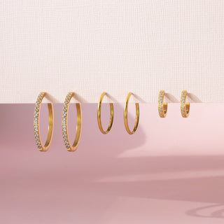 Medium Classic Diamond Hoop Earrings
