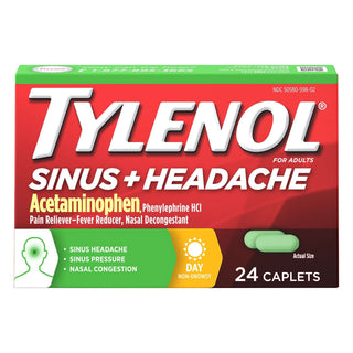 Tylenol Sinus + Headache Daytime, Non-Drowsy Pain & Congestion, 24 ct