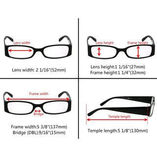 5 Pack Rectangle Stylish Reading Glasses R040-A