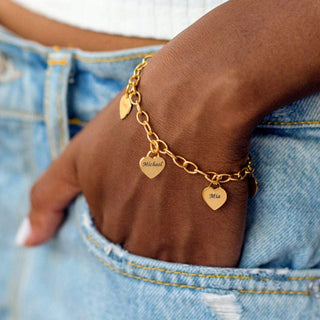 Custom Name Heart Charm Bracelet