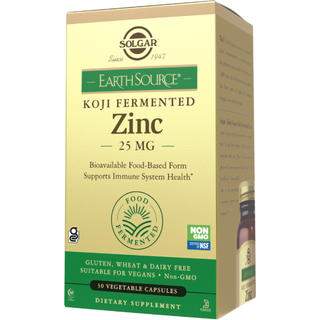 Solgar Earth Source Food Fermented Koji Zinc 25mg 30 Vegetable Capsules 5 Oz