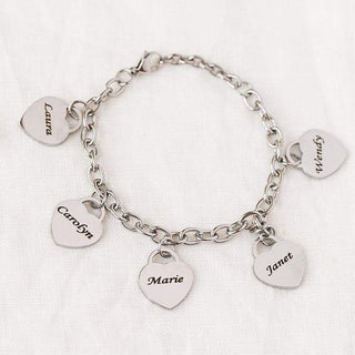 Custom Name Heart Charm Bracelet