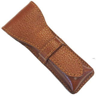 Parker LP3 Saddle Brown Leather Safety  Razor Travel Case