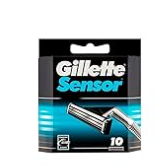 Gillette 100% Authentic Sensor Razor Blade Refills Cartridges, 10 Pack