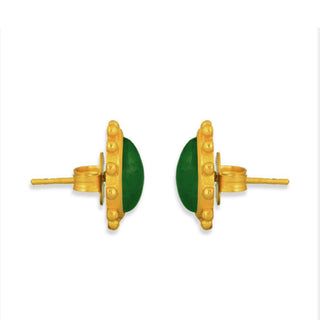 Starburst Stud Earrings - Green Strawberry Quartz