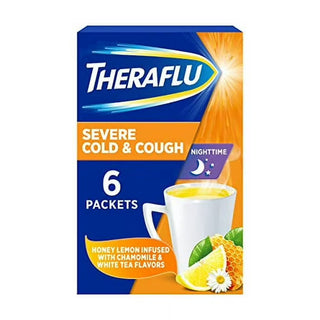 Theraflu Nighttime Severe Cold & Cough Honey Lemon 6 Packets
