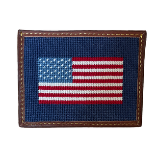 USA Flag Needlepoint Card Wallet