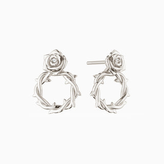 Crown of Thorns Rose Stud Earrings