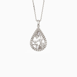 Parable of the Workers in the Vineyard Dove Cross Pear Pendant Necklace