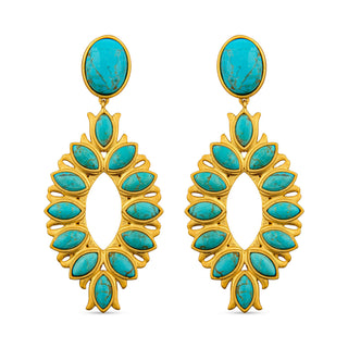 Water Lily Drop Earrings - Turquoise