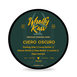 Wholly Kaw Cuero Oscuro Tallow-based Shaving Soap- 4 Oz