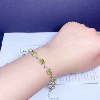 S925 Sterling Silver Natural Peridot Bracelet