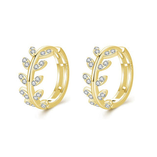 Women's Sterling Silver Diamond Tree Leaf Earrings