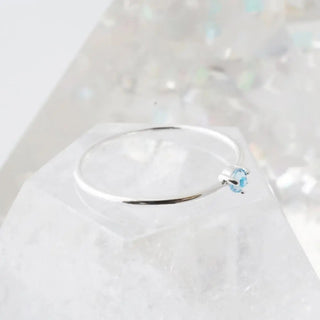 Aquamarine Crystal Point Solitaire Ring
