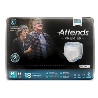 Attends Premier Premium Overnight Protection Underwear M  34" - 44" 18x