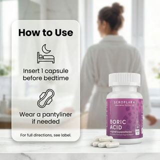 Seroflora Boric Acid Vaginal Suppositories 600mg 30 Count.