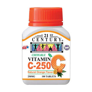 21st Century Vitamin C 250 mg Chewable Tablets, Orange Flavor (100 Count)
