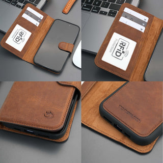 Casper Leather iPhone 15 Pro Max Wallet Case | Detachable MagSafe Compatible RFID Protection